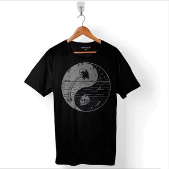 Ying Yang Doğa Günü Çevre Kirliliği Ölüm Skull Baskılı Tişört Unisex T-Shirt