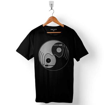 Ying Yang Music Müzik Nota Cd Dısk Baskılı Tişört Unisex T-Shirt